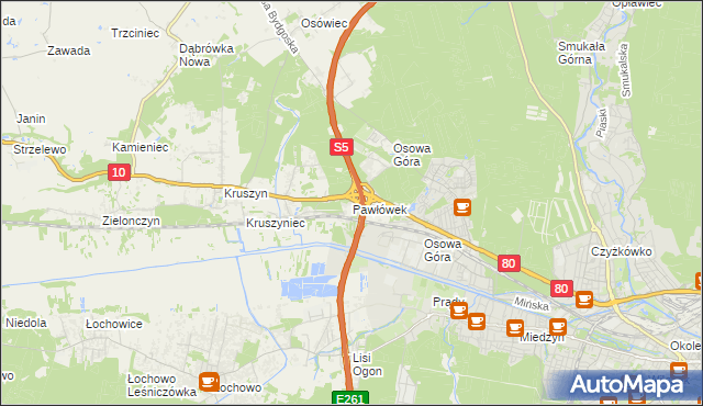 mapa Pawłówek gmina Sicienko, Pawłówek gmina Sicienko na mapie Targeo