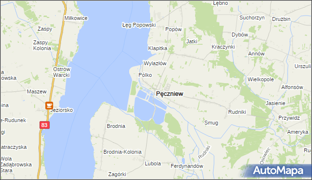 mapa Pęczniew, Pęczniew na mapie Targeo