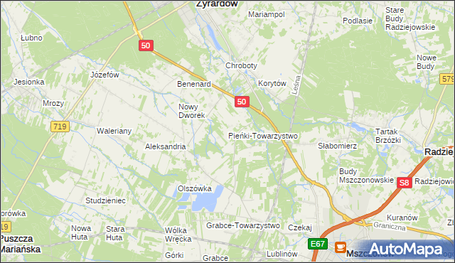 mapa Pieńki-Towarzystwo, Pieńki-Towarzystwo na mapie Targeo