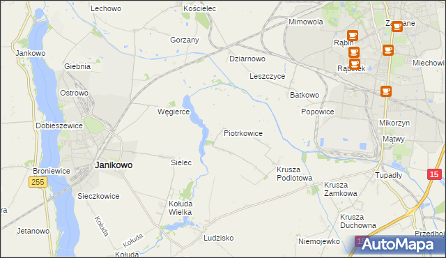 mapa Piotrkowice gmina Inowrocław, Piotrkowice gmina Inowrocław na mapie Targeo