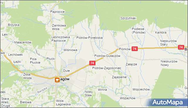 mapa Piotrów-Gułaczów, Piotrów-Gułaczów na mapie Targeo