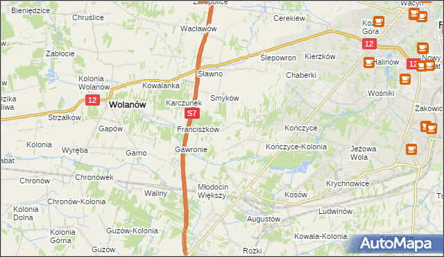 mapa Podlesie gmina Wolanów, Podlesie gmina Wolanów na mapie Targeo