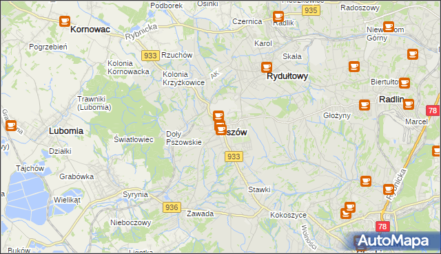 mapa Pszów, Pszów na mapie Targeo