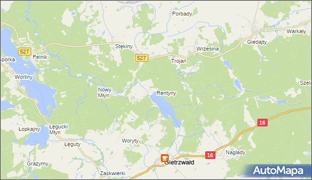 mapa Rentyny, Rentyny na mapie Targeo