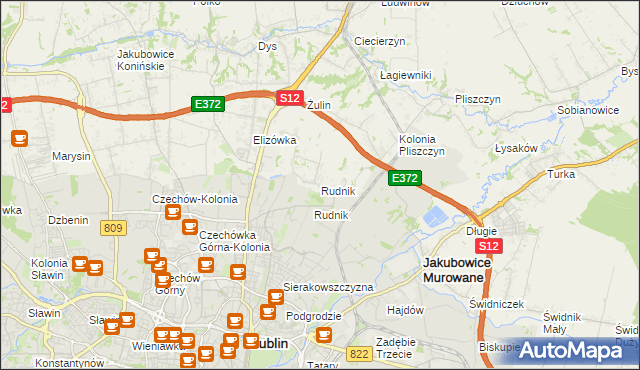 mapa Rudnik gmina Wólka, Rudnik gmina Wólka na mapie Targeo