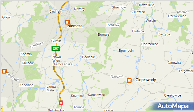 mapa Ruszkowice gmina Niemcza, Ruszkowice gmina Niemcza na mapie Targeo