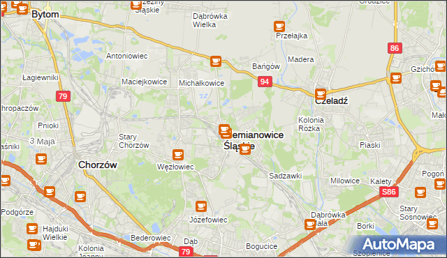 mapa Siemianowice Śląskie, Siemianowice Śląskie na mapie Targeo
