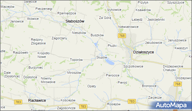 mapa Słupów, Słupów na mapie Targeo