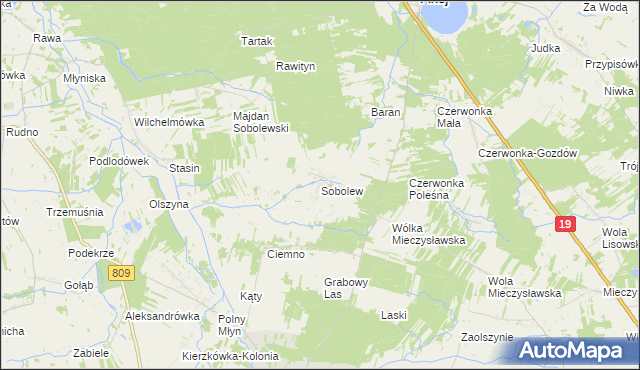 mapa Sobolew gmina Firlej, Sobolew gmina Firlej na mapie Targeo