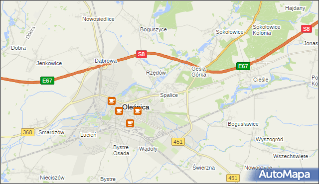 mapa Spalice, Spalice na mapie Targeo
