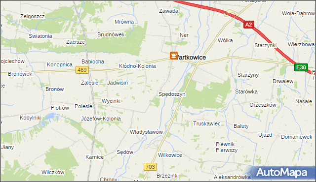 mapa Spędoszyn, Spędoszyn na mapie Targeo