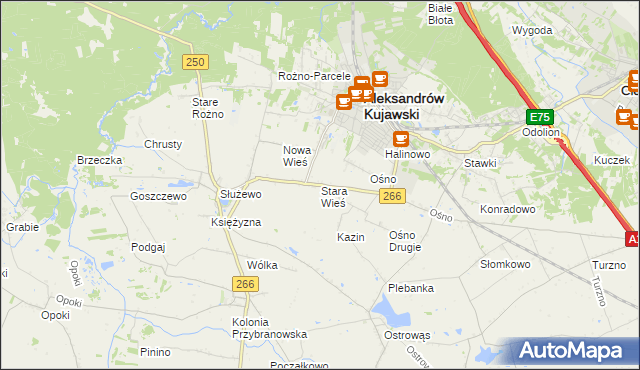 mapa Stara Wieś gmina Aleksandrów Kujawski, Stara Wieś gmina Aleksandrów Kujawski na mapie Targeo