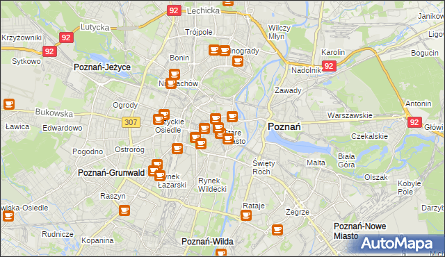 mapa Stare Miasto gmina Poznań, Stare Miasto gmina Poznań na mapie Targeo