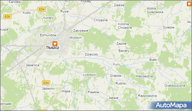 mapa Stryjki gmina Tłuszcz, Stryjki gmina Tłuszcz na mapie Targeo