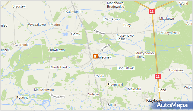 mapa Sulęcinek, Sulęcinek na mapie Targeo