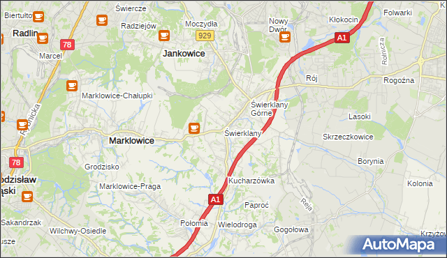 mapa Świerklany, Świerklany na mapie Targeo
