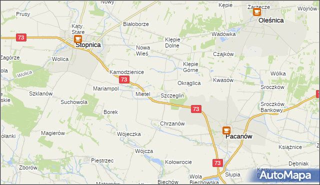 mapa Szczeglin gmina Stopnica, Szczeglin gmina Stopnica na mapie Targeo