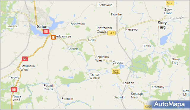 mapa Szpitalna Wieś, Szpitalna Wieś na mapie Targeo
