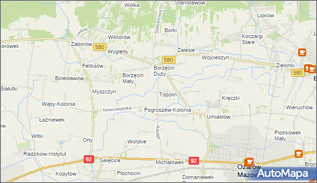 mapa Topolin gmina Stare Babice, Topolin gmina Stare Babice na mapie Targeo