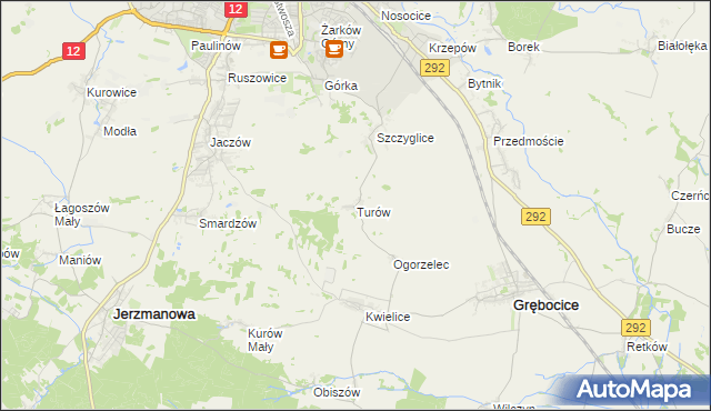 mapa Turów gmina Głogów, Turów gmina Głogów na mapie Targeo