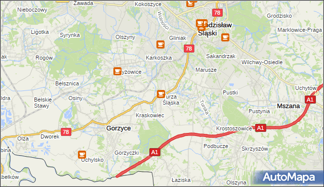 mapa Turza Śląska, Turza Śląska na mapie Targeo
