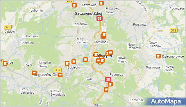 mapa Wałbrzycha, Wałbrzych na mapie Targeo