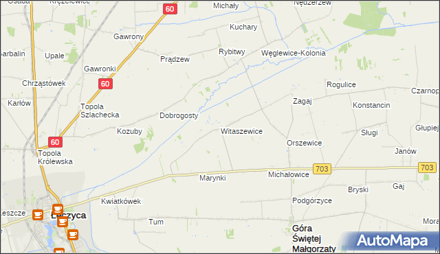 mapa Witaszewice, Witaszewice na mapie Targeo