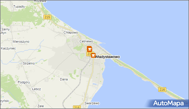 mapa Władysławowo powiat pucki, Władysławowo powiat pucki na mapie Targeo
