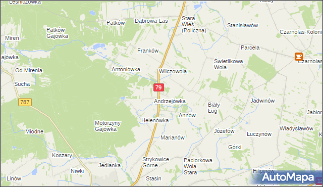 mapa Wojciechówka gmina Policzna, Wojciechówka gmina Policzna na mapie Targeo