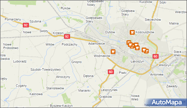 mapa Woźniaków, Woźniaków na mapie Targeo