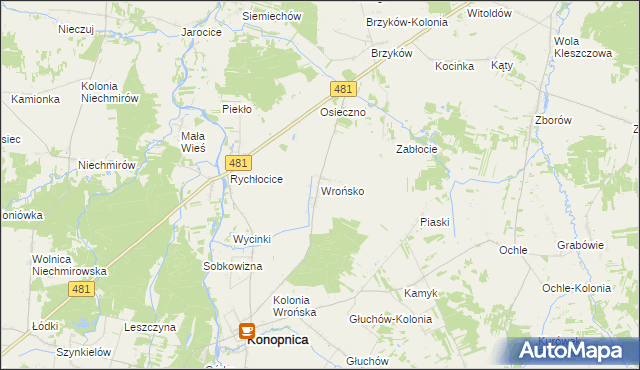 mapa Wrońsko, Wrońsko na mapie Targeo