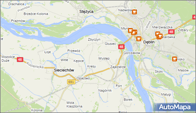 mapa Występ gmina Sieciechów, Występ gmina Sieciechów na mapie Targeo