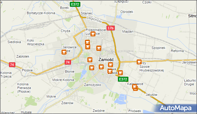 mapa Zamościa, Zamość na mapie Targeo