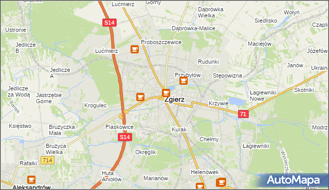 mapa Zgierz, Zgierz na mapie Targeo
