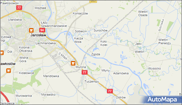 mapa Zgoda gmina Jarosław, Zgoda gmina Jarosław na mapie Targeo