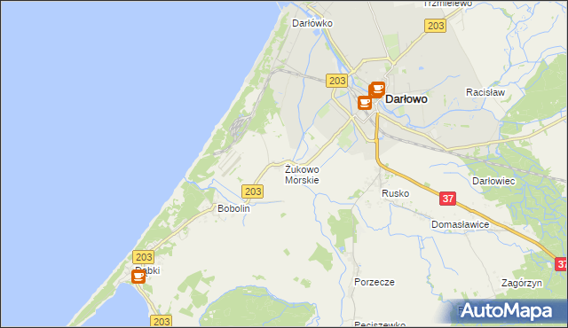 mapa Żukowo Morskie, Żukowo Morskie na mapie Targeo