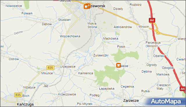 mapa Żurawiczki, Żurawiczki na mapie Targeo