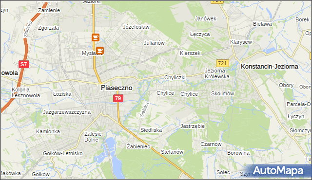 mapa Chylice gmina Piaseczno, Chylice gmina Piaseczno na mapie Targeo
