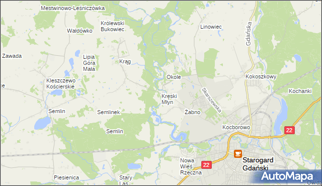 mapa Kręski Młyn, Kręski Młyn na mapie Targeo