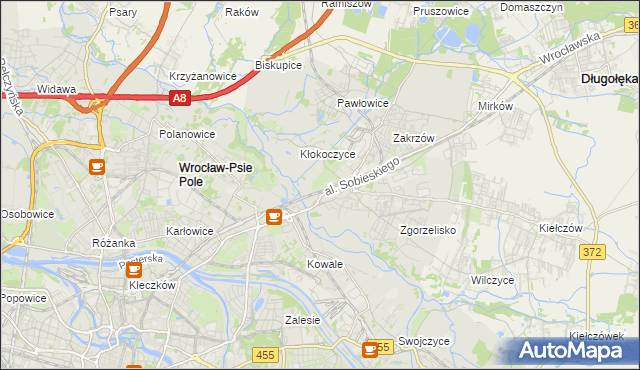 mapa Psie Pole gmina Wrocław, Psie Pole gmina Wrocław na mapie Targeo