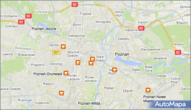 mapa Stare Miasto gmina Poznań, Stare Miasto gmina Poznań na mapie Targeo