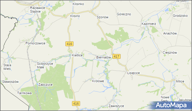 mapa Biernatów gmina Głubczyce, Biernatów gmina Głubczyce na mapie Targeo