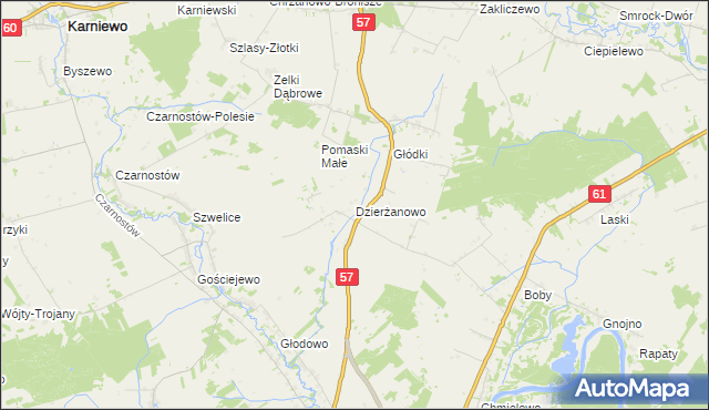 mapa Dzierżanowo gmina Szelków, Dzierżanowo gmina Szelków na mapie Targeo