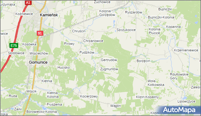 mapa Gertrudów, Gertrudów na mapie Targeo