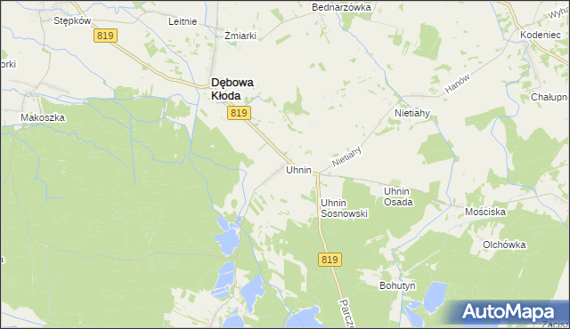 mapa Uhnin, Uhnin na mapie Targeo