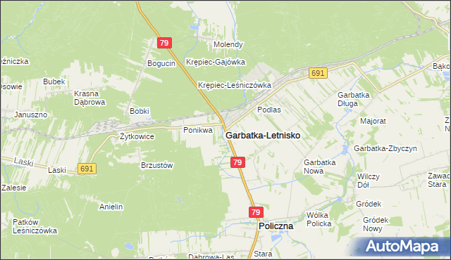 mapa Garbatka-Letnisko, Garbatka-Letnisko na mapie Targeo