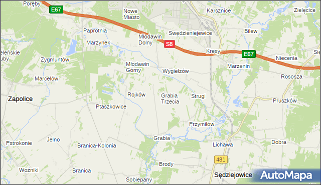 mapa Grabia Trzecia, Grabia Trzecia na mapie Targeo