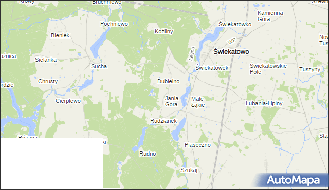 mapa Jania Góra gmina Świekatowo, Jania Góra gmina Świekatowo na mapie Targeo
