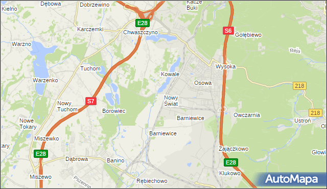 mapa Nowy Świat gmina Żukowo, Nowy Świat gmina Żukowo na mapie Targeo