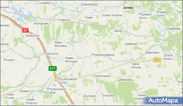 mapa Proboszczewice, Proboszczewice na mapie Targeo